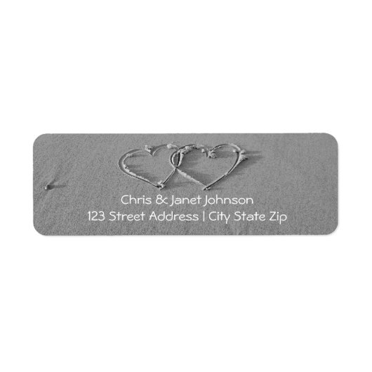 砂のハートに絡み合った差出人住所ラベル ラベル (正面)
