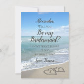 砂のハートの風光明媚なビーチは私の花嫁になる 招待状 (正面)