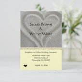 砂のハートビーチウェディングレセプションカード エンクロージャーカード (スタンド正面)