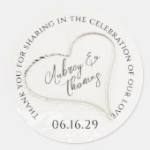 砂のハートビーチウェディング感謝祭 ラウンドシール (正面)