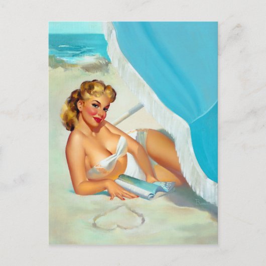 砂のハートピン留め ポストカード (正面)