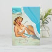 砂のハートピン留め 招待状 (スタンド正面)