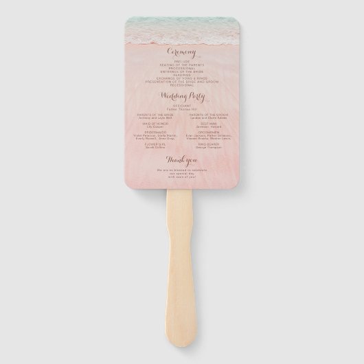 砂のハートプログラムのピンクビーチ結婚式 ハンドファン (裏面)