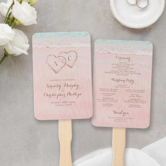 砂のハートプログラムのピンクビーチ結婚式 ハンドファン