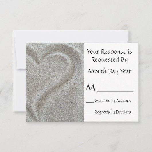 砂のハートRSVPカード 出欠カード (正面)