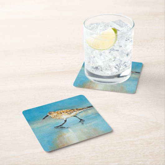 砂のパイパーショアバードのアートワーク スクエアペーパーコースター (インサイチュ)
