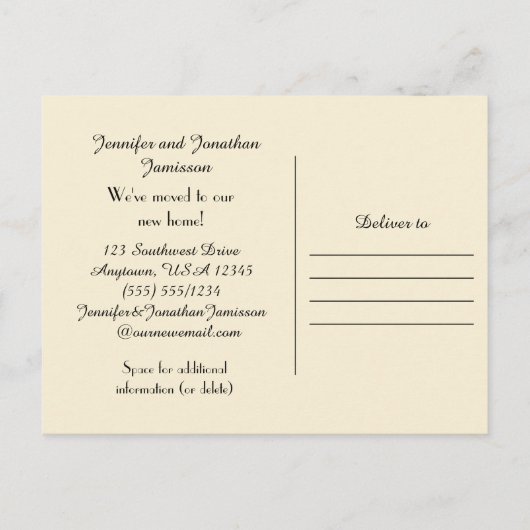 砂のパターン、新しいアドレスのお知らせ 案内ポストカード (裏面)