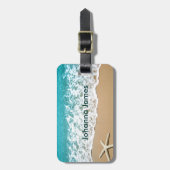 砂のヒトデが付いているビーチ ラゲッジタグ (正面縦)