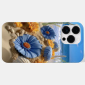 砂のビーチに青と黄色の花 Case-Mate iPhoneケース (裏面 (横))