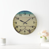 砂のビーチのテーマのハート ラージ壁時計 (ホーム)