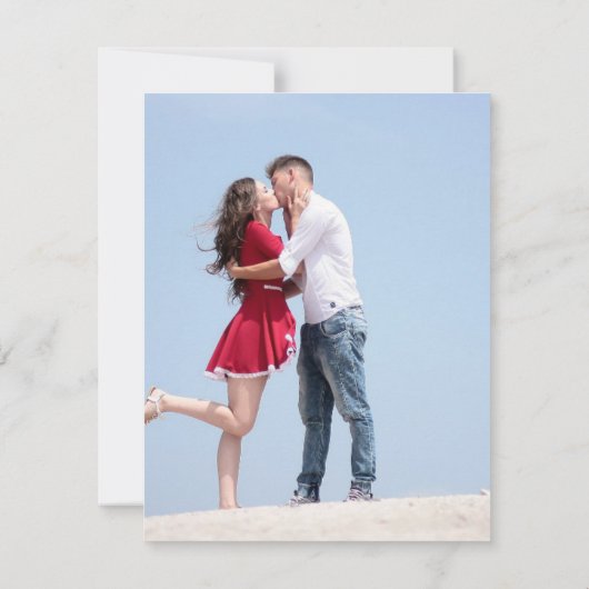 砂のビーチイニシャルの砂の写真結婚の 招待状 (裏面)