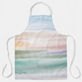 砂のビーチ海波サンセット抽象芸術水色 エプロン