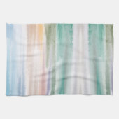 砂のビーチ海波サンセット抽象芸術水色 キッチンタオル (横)