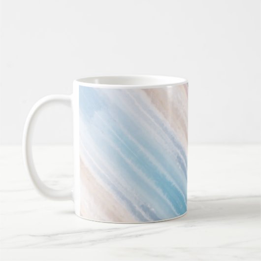 砂のビーチ海波サンセット抽象芸術水色 コーヒーマグカップ (左)