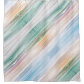 砂のビーチ海波サンセット抽象芸術水色 シャワーカーテン (正面)