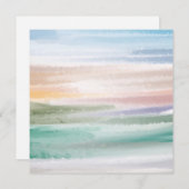 砂のビーチ海波サンセット抽象芸術水色 シーズンカード (正面/裏面)