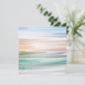 砂のビーチ海波サンセット抽象芸術水色 シーズンカード (スタンド正面)