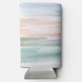 砂のビーチ海波サンセット抽象芸術水色 スリム缶クーラー (裏面)