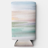 砂のビーチ海波サンセット抽象芸術水色 スリム缶クーラー (正面)