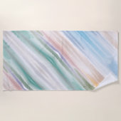砂のビーチ海波サンセット抽象芸術水色 ビーチタオル (正面)