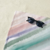 砂のビーチ海波サンセット抽象芸術水色 ビーチタオル (インサイチュ)