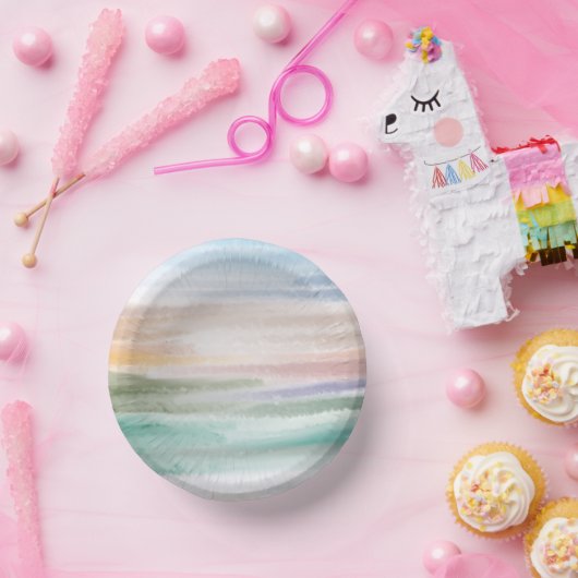 砂のビーチ海波サンセット抽象芸術水色 ペーパーボウル (パーティー)