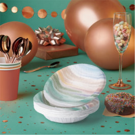 砂のビーチ海波サンセット抽象芸術水色 ペーパーボウル