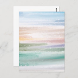 砂のビーチ海波サンセット抽象芸術水色 ポストカード