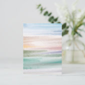 砂のビーチ海波サンセット抽象芸術水色 ポストカード (スタンド正面)