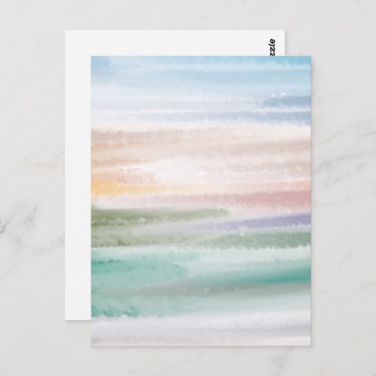 砂のビーチ海波サンセット抽象芸術水色 ポストカード (正面/裏面)