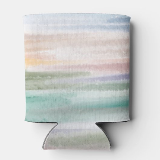 砂のビーチ海波サンセット抽象芸術水色 缶クーラー (裏面)