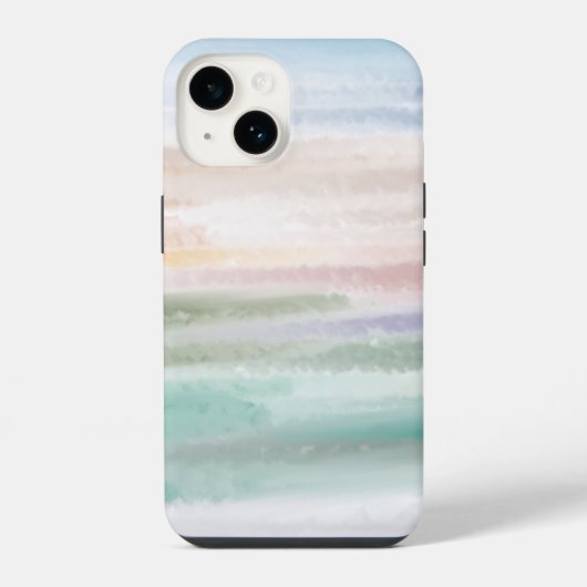 砂のビーチ海波サンセット抽象芸術水色 iPhoneケース (裏面)