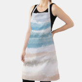 砂のビーチ海波抽象芸術水色 エプロン (インサイチュ)