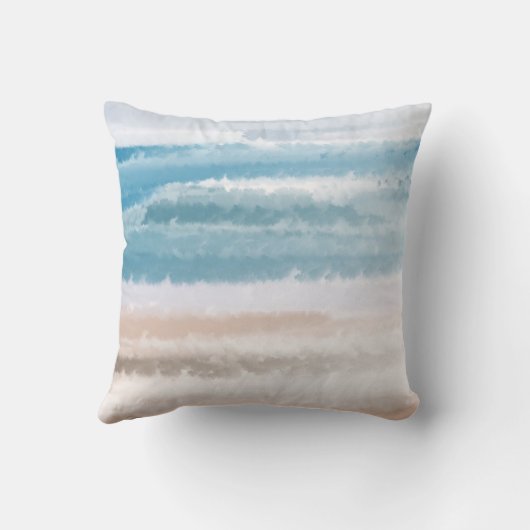 砂のビーチ海波抽象芸術水色 クッション (裏面)