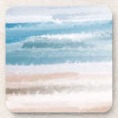 砂のビーチ海波抽象芸術水色 コースター (正面)