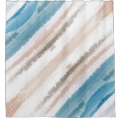 砂のビーチ海波抽象芸術水色 シャワーカーテン (正面)