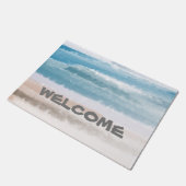 砂のビーチ海波抽象芸術水色 ドアマット (アングル)