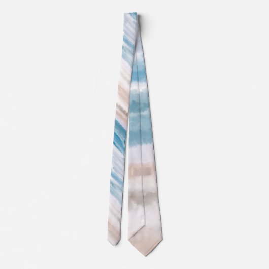 砂のビーチ海波抽象芸術水色 ネクタイ (裏面)