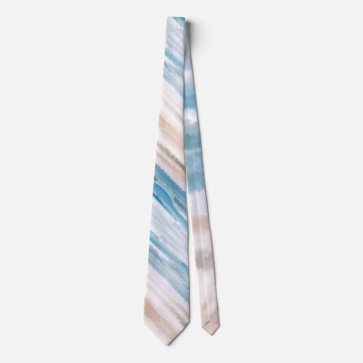 砂のビーチ海波抽象芸術水色 ネクタイ (正面)