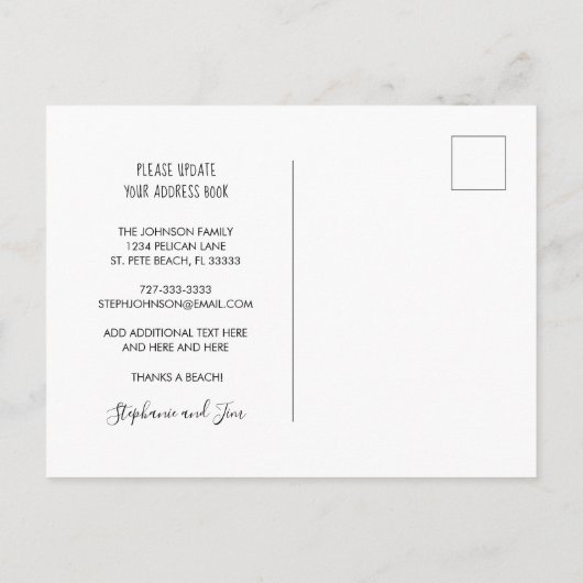 砂のビーチ海波私たちはフロリダに移動 案内ポストカード (裏面)