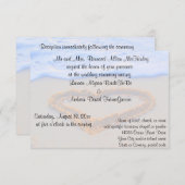 砂のビーチ結婚式の披露宴のハート 招待状 (正面/裏面)