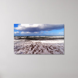 砂のビーチ、青空に雲絵画。 キャンバスプリント