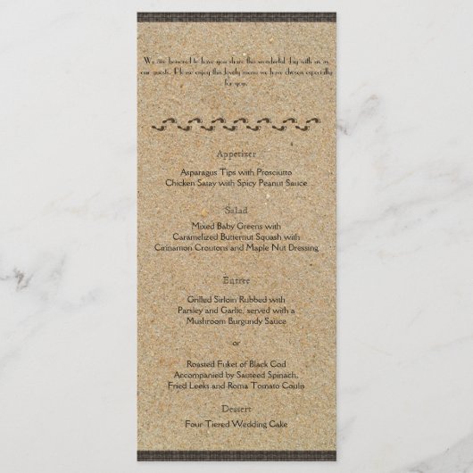 砂のメニュー結婚の足跡 メニュー (正面)