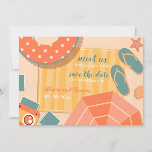 砂の上での結婚式のご案内 招待状 (正面)