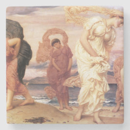 砂の上で小石を拾うギリシャのビーチ ストーンコースター