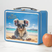 砂の上にコアラビーチメリークリスマス メタルランチボックス (インサイチュ)