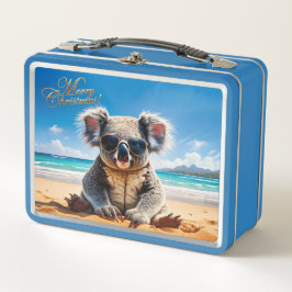 砂の上にコアラビーチメリークリスマス メタルランチボックス