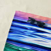 砂の上に名前、海波、紫色の星魚を追加 ビーチタオル (インサイチュ)