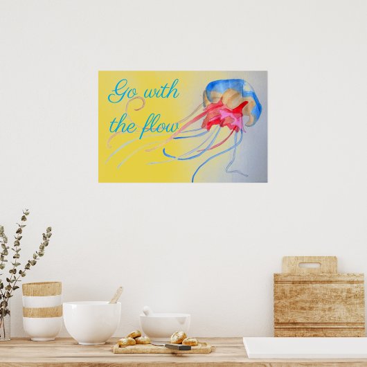 砂の上に流れ引用文クラゲと行く ポスター (キッチン)