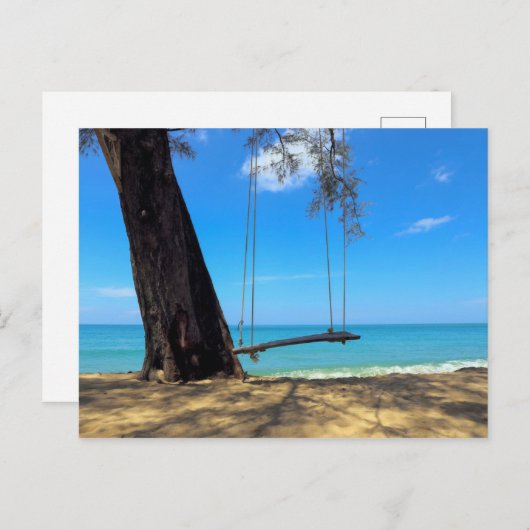 砂の上のスイングと木 ポストカード (正面/裏面)